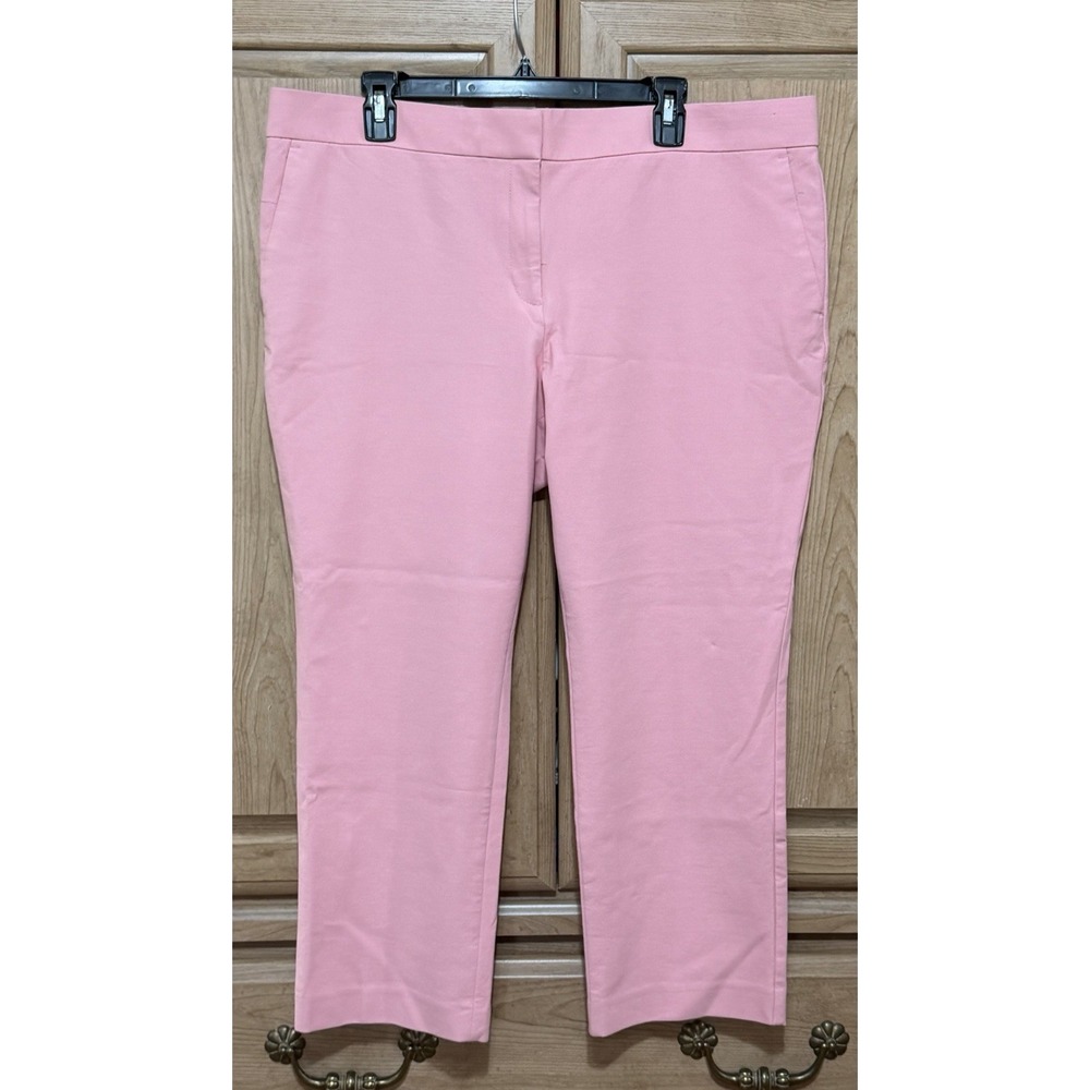 Ann Taylor Devin Fit Crop Pants Women's 16 Pink Stretch Trousers Preppy Work